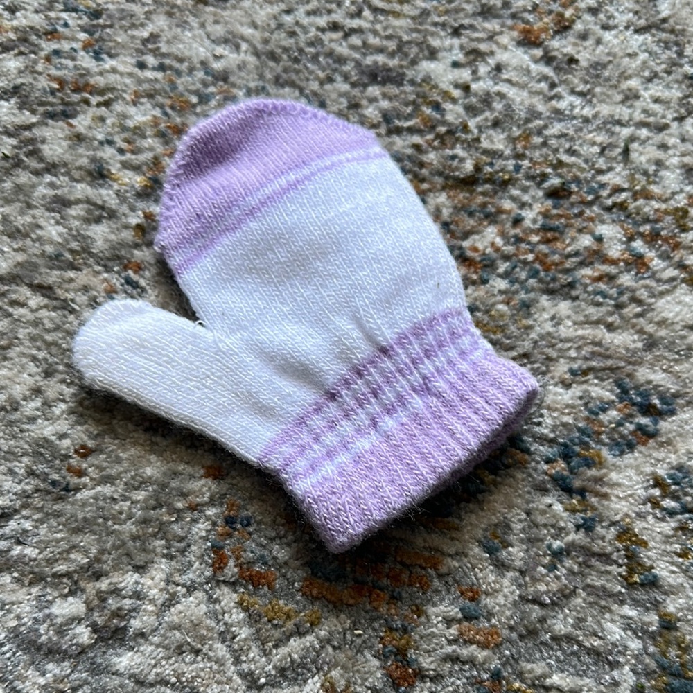 Cozy Purple and White Knitted Mittens